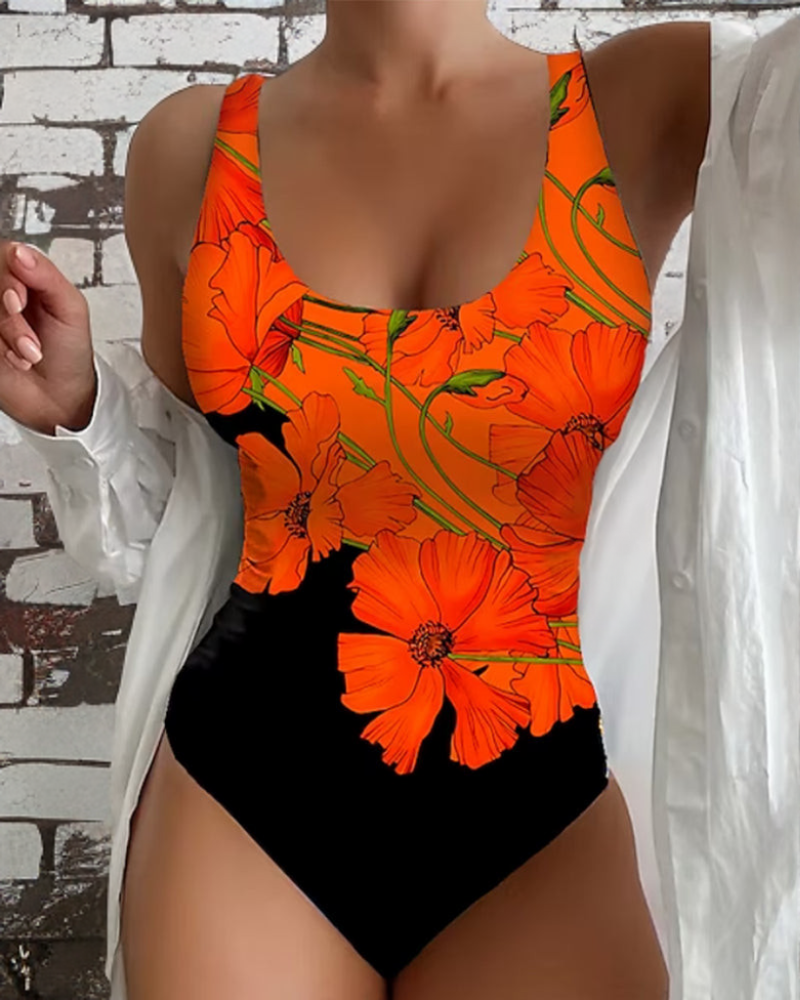 Rosy | Eleganter Einteiler-Badeanzug mit Blumenmuster