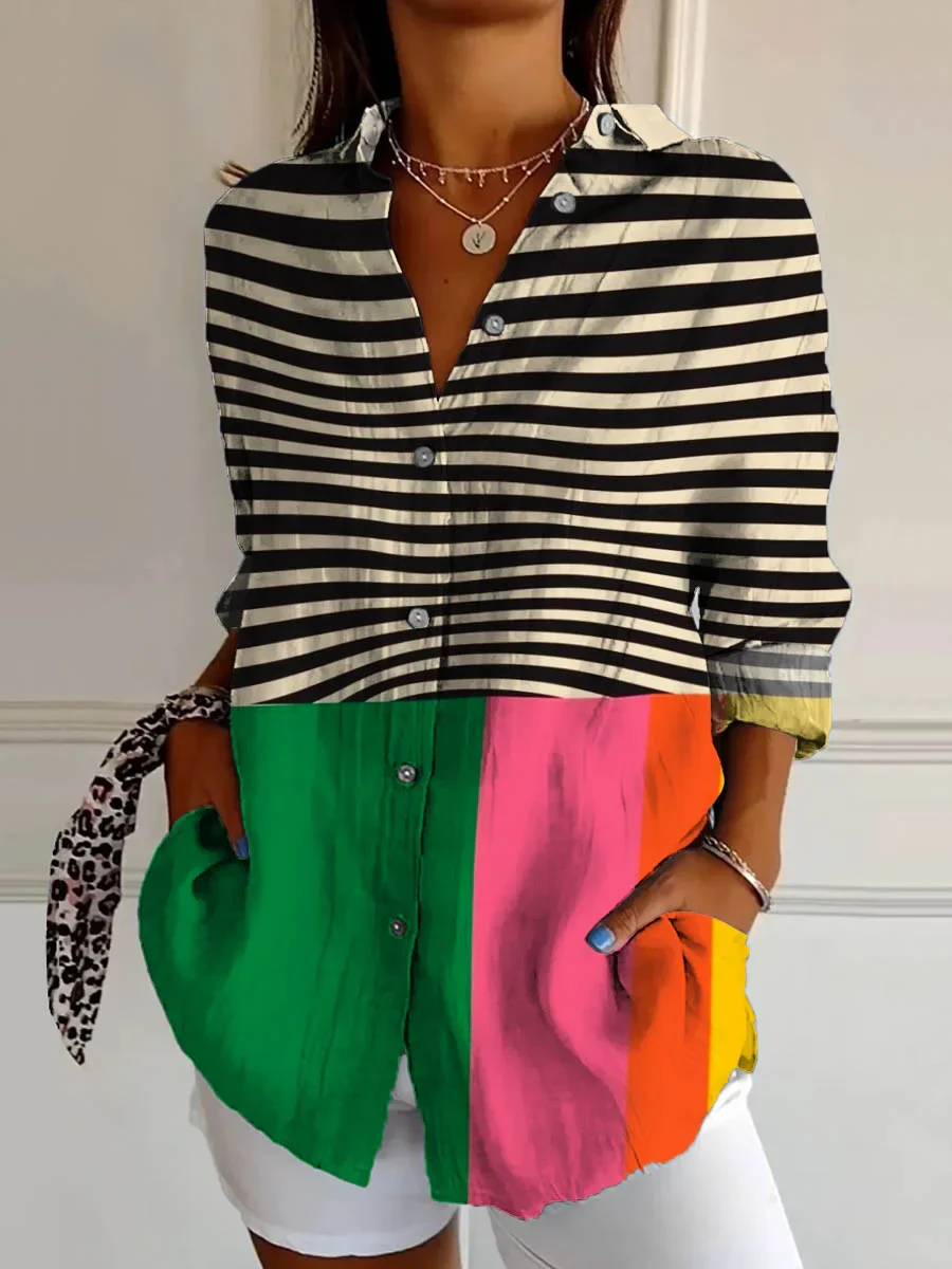 Makenzie | Abstract Cotton-Linen Shirt