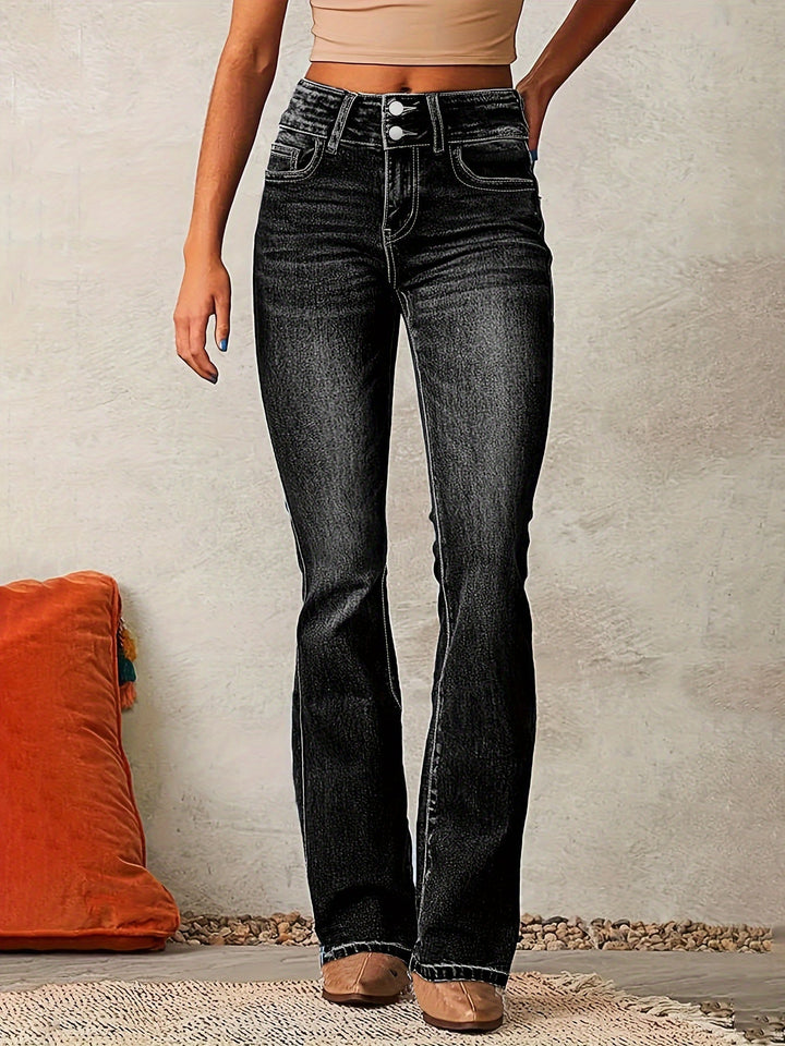 Elara™ | Hoch taillierte Skinny Jeans mit Schlag