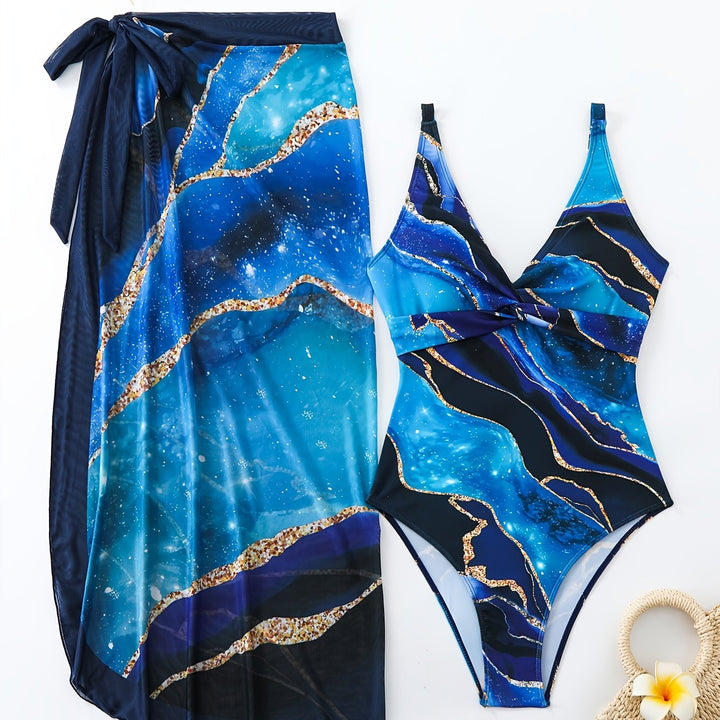 Yzandria™ | Schulterfreies Zweiteiler Set mit Batik Print