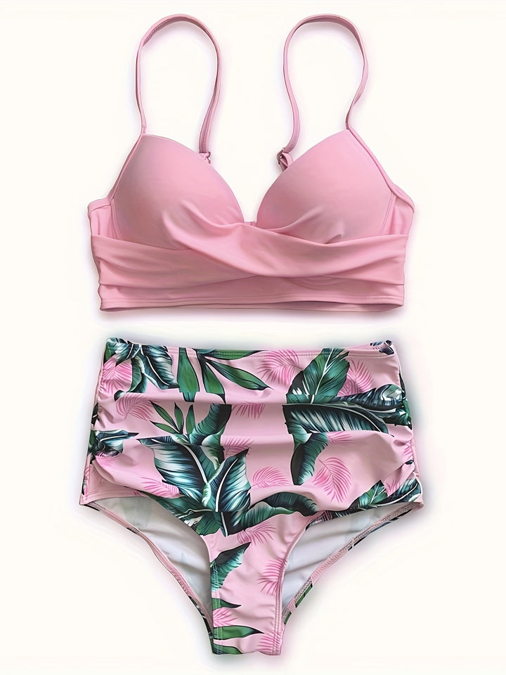 Zamira™ | Bikini mit Bauchkontrolle V-Ausschnitt Blumenprint