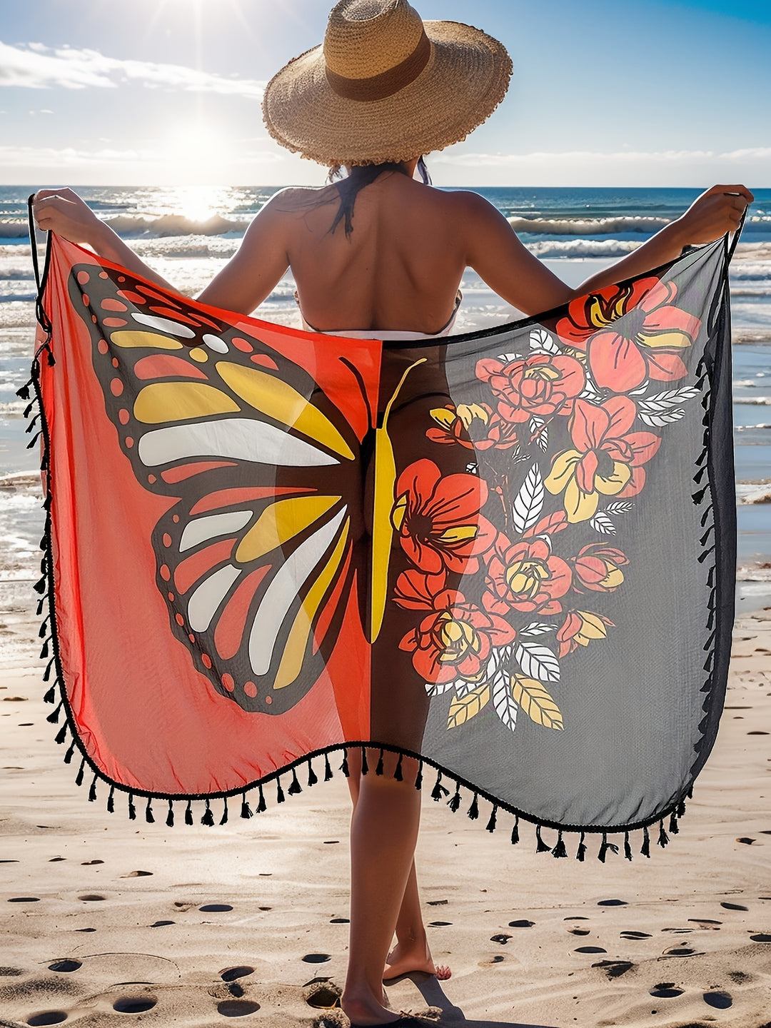 Isara™ | Boho Strandkleid mit Schmetterlingsprint & Fransen