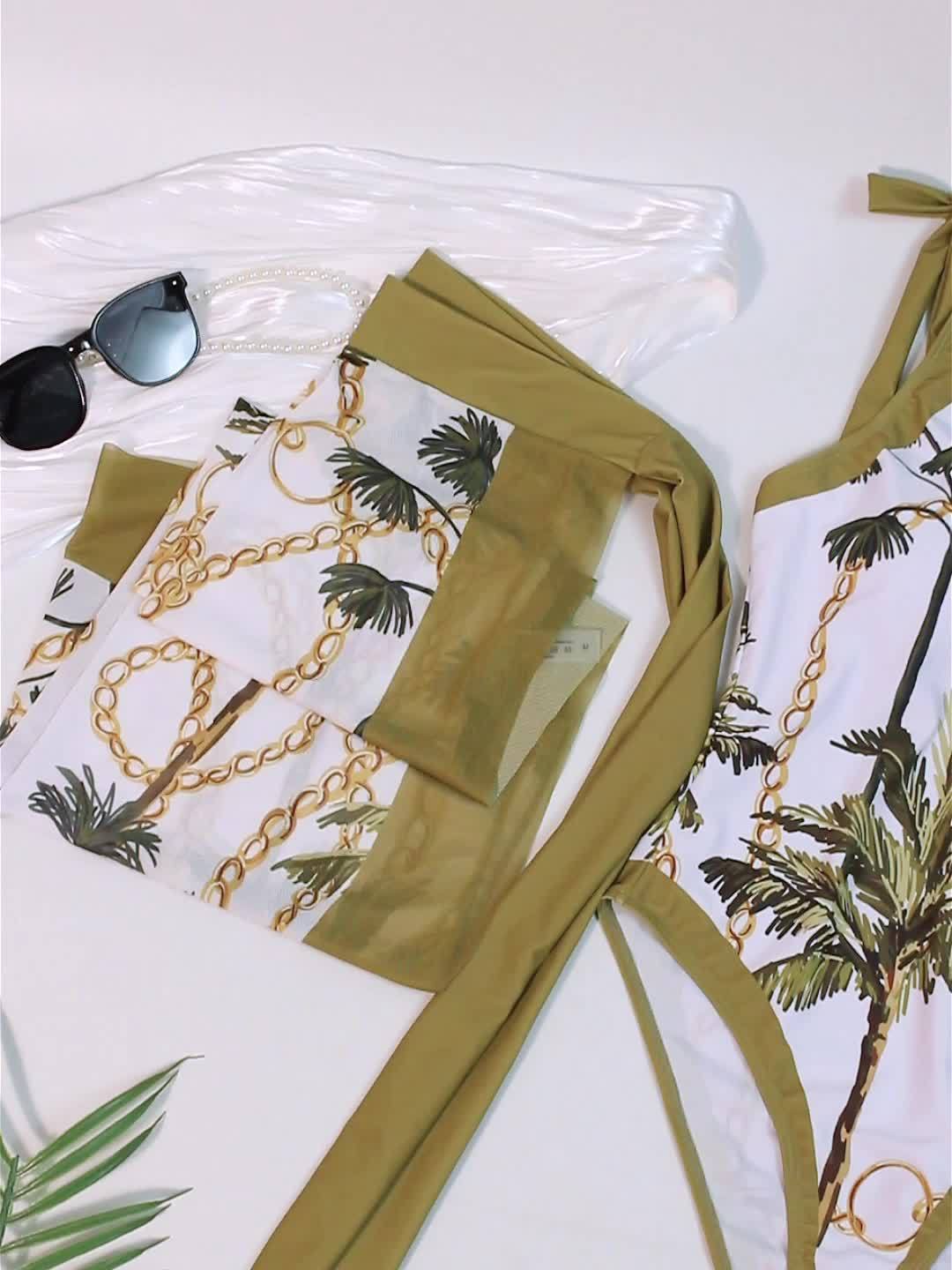 Donna™ | Tropisches Bade-Set mit Sarong & V-Ausschnitt