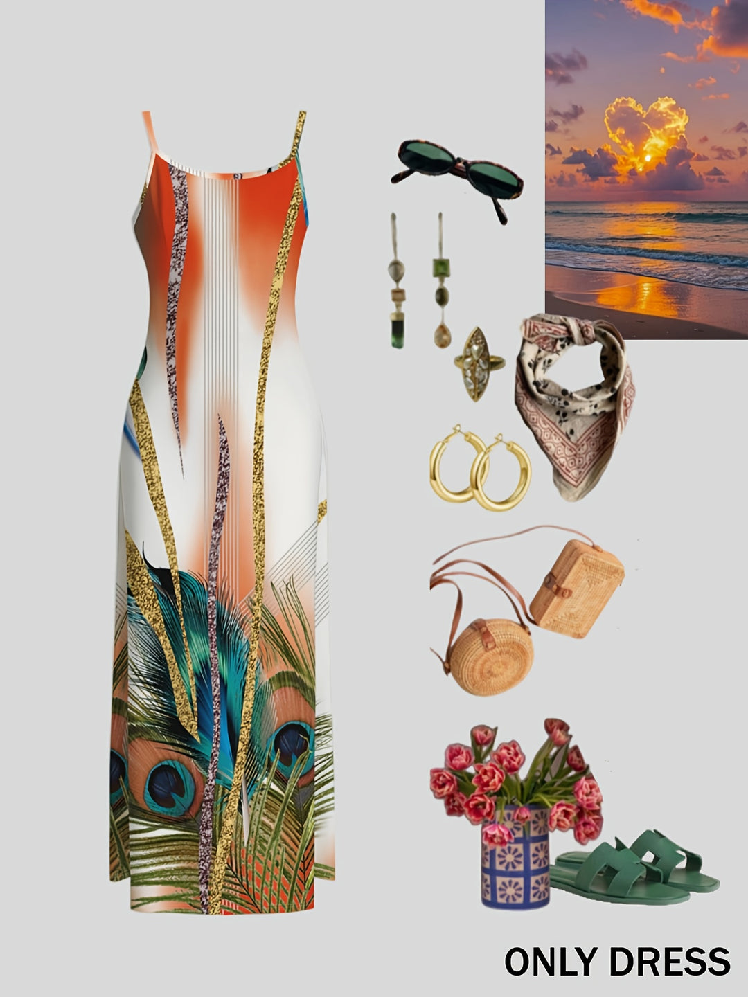 Clementia™ | Sommerkleid mit Pfauenprint