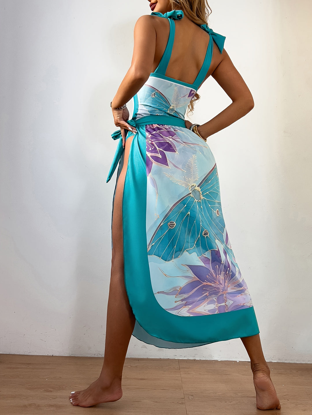 Diantha™ | Figurfreundliches Badeoutfit mit Butterfly-Print & Wrap-Skirt