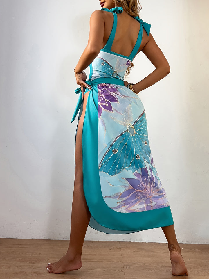 Diantha™ | Figurfreundliches Badeoutfit mit Butterfly-Print & Wrap-Skirt