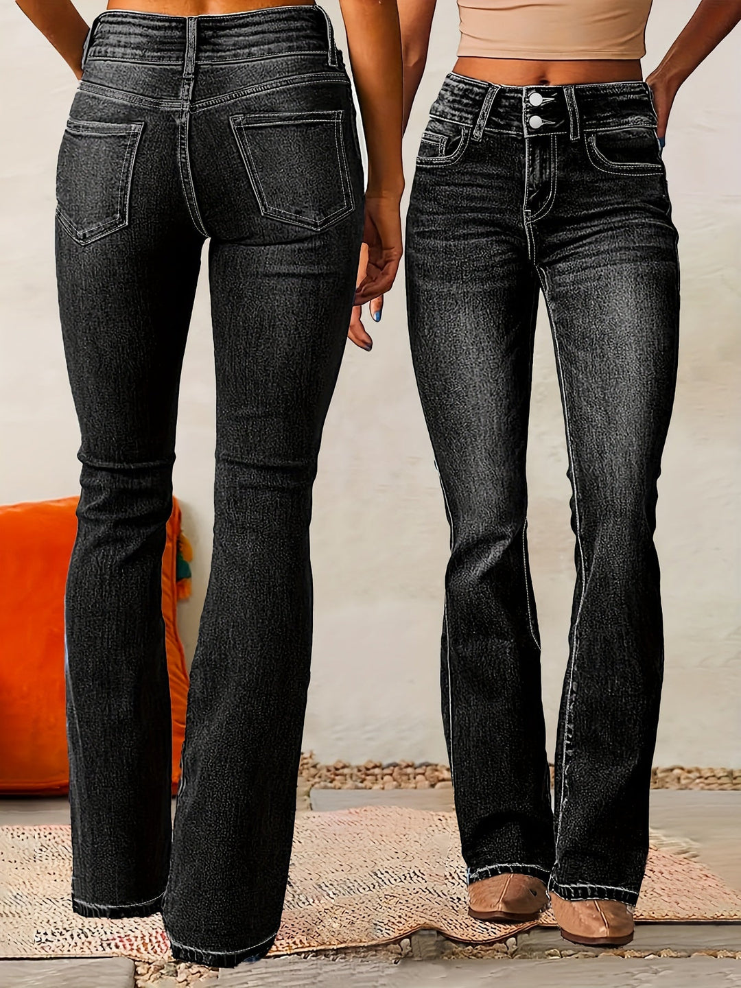 Elara™ | Hoch taillierte Skinny Jeans mit Schlag