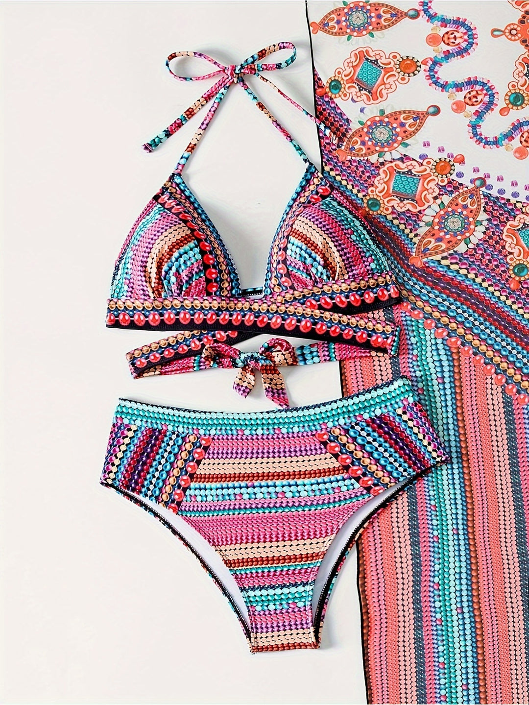 Anneliesa | Figurformendes Ethno-Bikini-Set 3-teilig