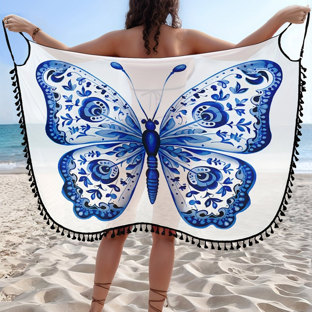 Lia™ | Leichtes Strandkleid mit Schmetterlingsprint & Quasten