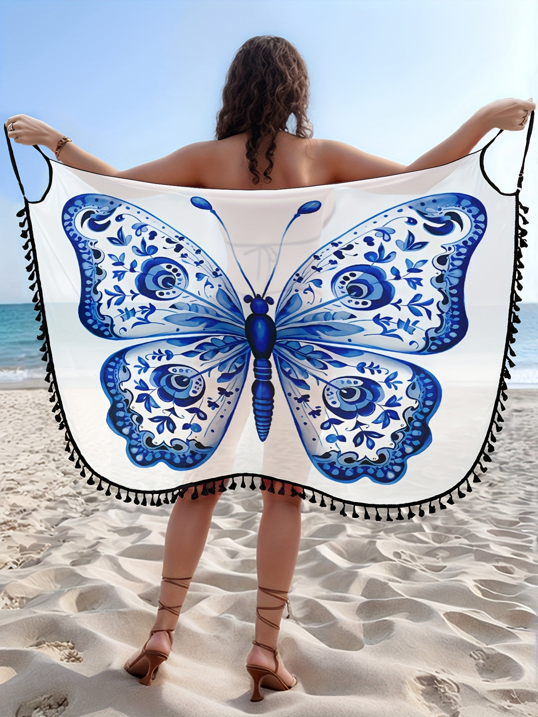 Lia™ | Leichtes Strandkleid mit Schmetterlingsprint & Quasten
