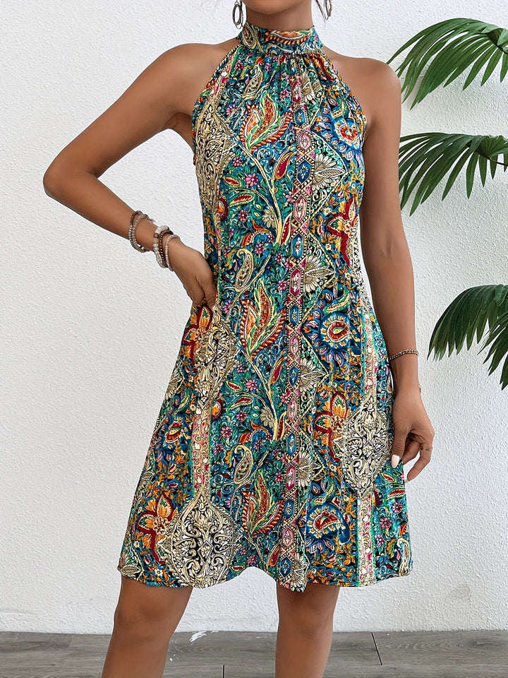 Briana | Pleated Halter Neck Dress