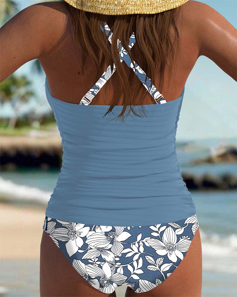 Maelena | Figurformender Falten-Tankini mit Print