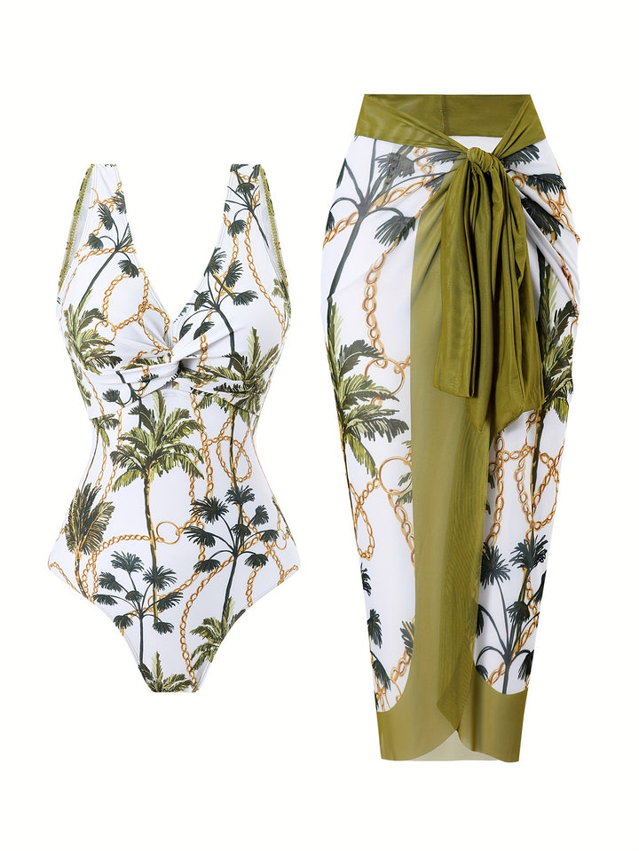 Donna™ | Tropisches Bade-Set mit Sarong & V-Ausschnitt