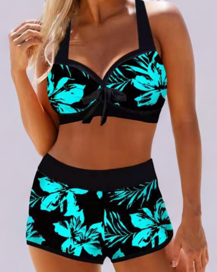 Xylia | Badeanzug mit Hoher Taille und Blumenmuster
