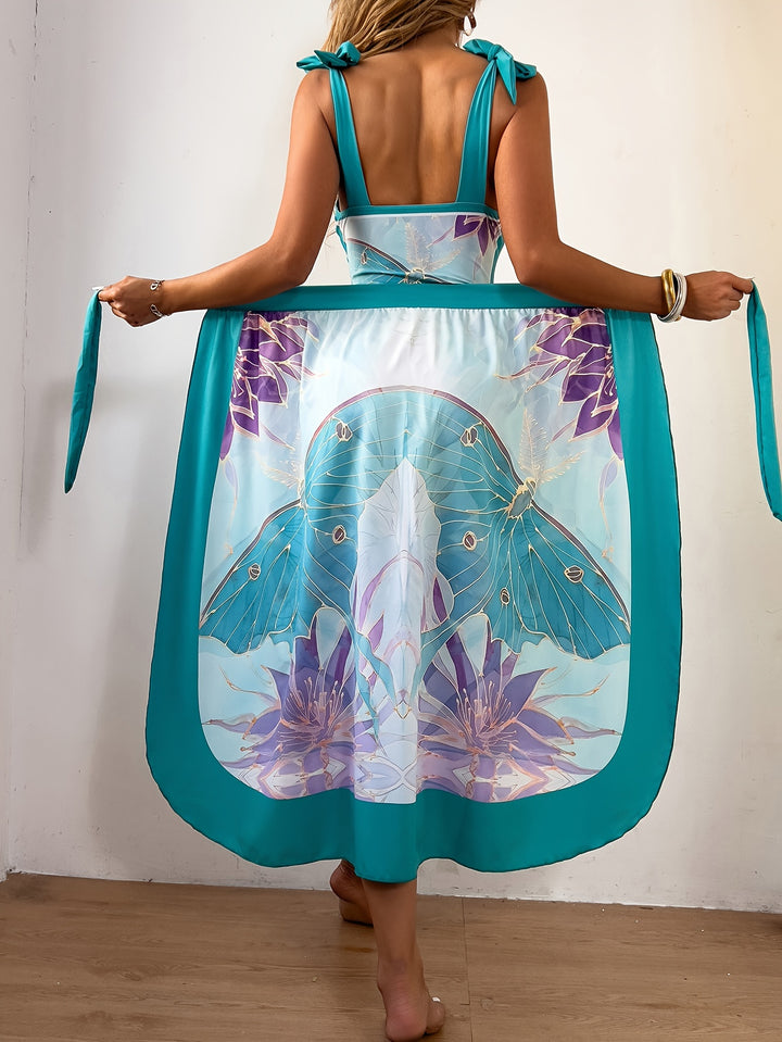 Diantha™ | Figurfreundliches Badeoutfit mit Butterfly-Print & Wrap-Skirt