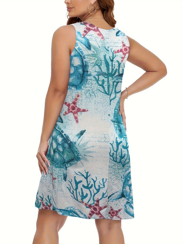 Marisella | Luftiges Sommerkleid mit Meeres‑Print