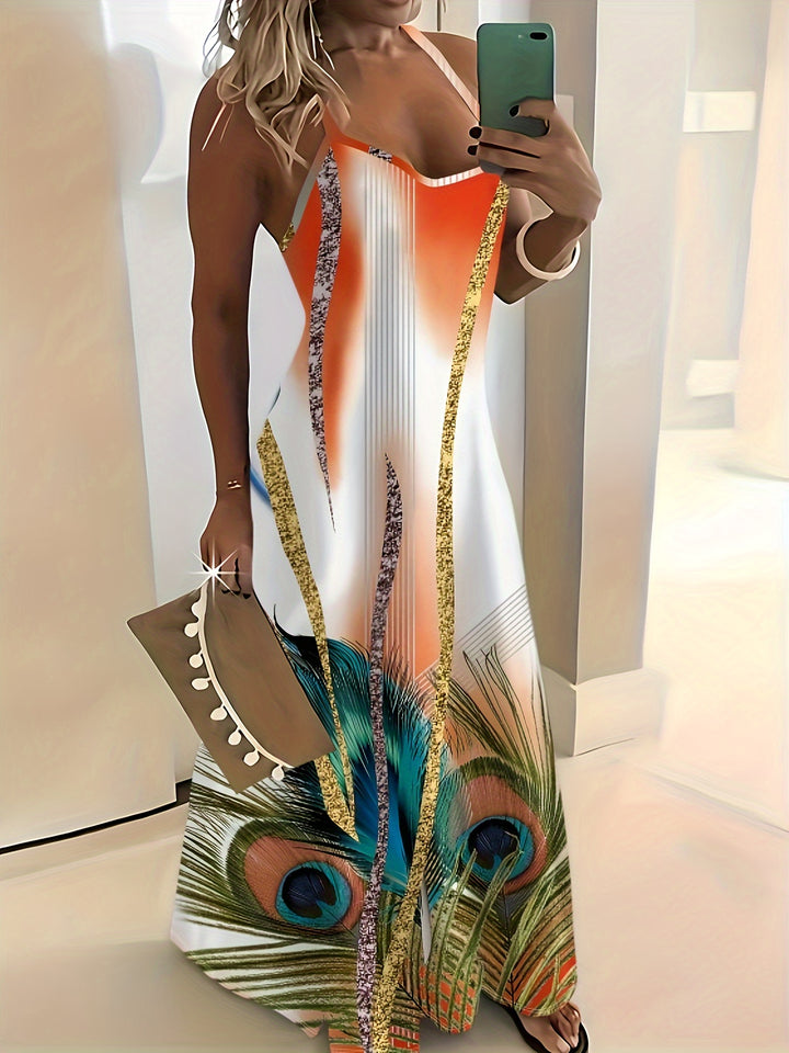 Clementia™ | Sommerkleid mit Pfauenprint