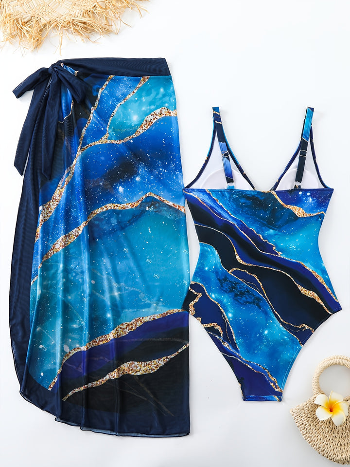 Yzandria™ | Schulterfreies Zweiteiler Set mit Batik Print