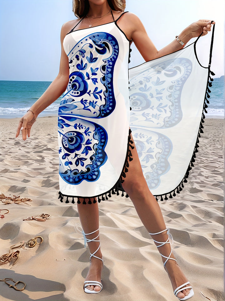 Lia™ | Leichtes Strandkleid mit Schmetterlingsprint & Quasten