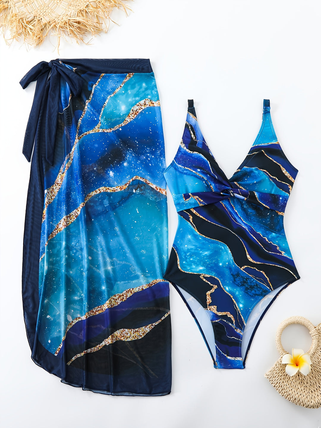 Yzandria™ | Schulterfreies Zweiteiler Set mit Batik Print