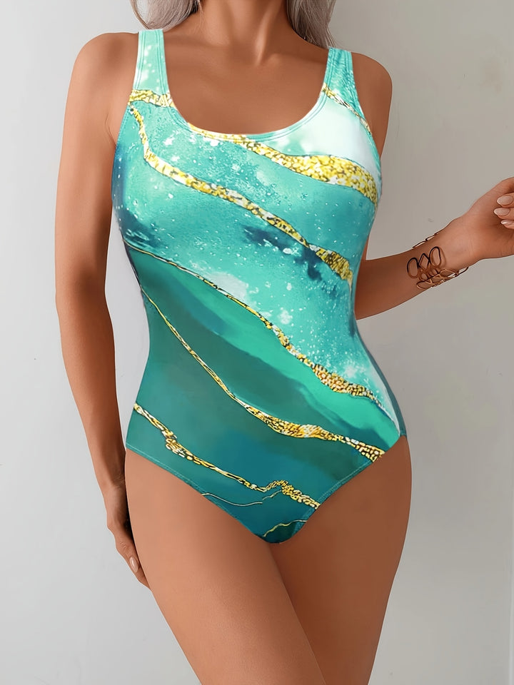Miralyn | Figurformender Gold‑Akzent Badeanzug
