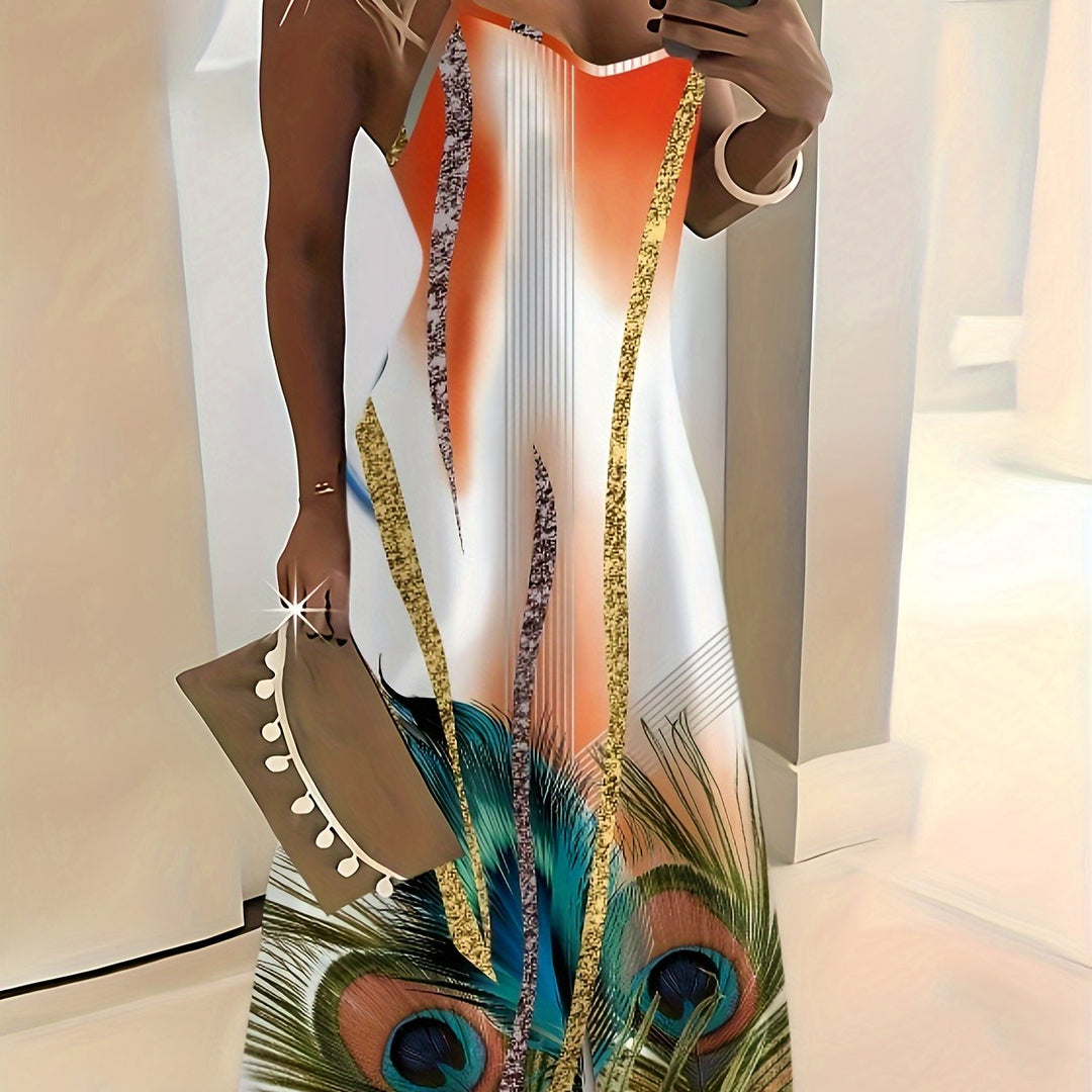 Clementia™ | Sommerkleid mit Pfauenprint