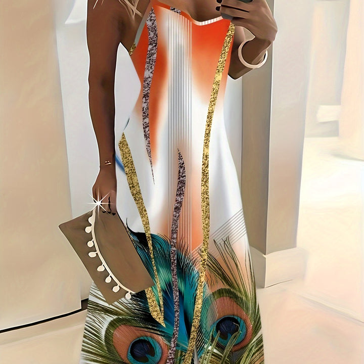Clementia™ | Sommerkleid mit Pfauenprint