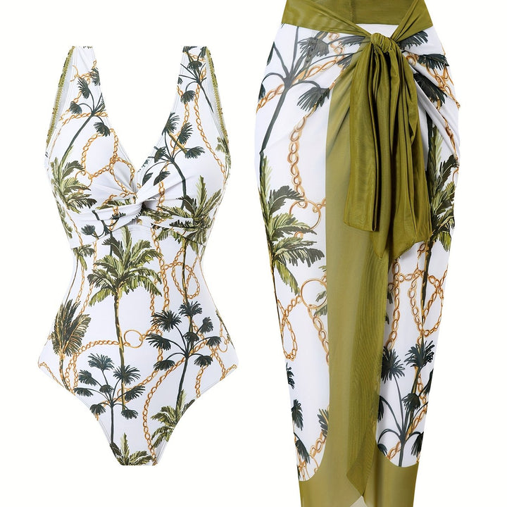 Donna™ | Tropisches Bade-Set mit Sarong & V-Ausschnitt